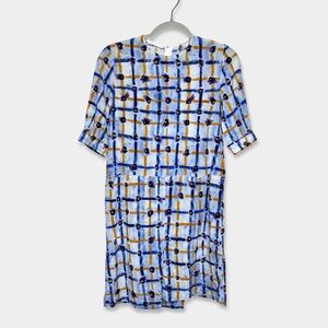 MARNI Pleated Printed Silk Crepe De Chine Dress Size 38 Multicolor GUC